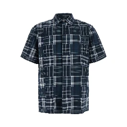 Short-sleeve shirt with black check pattern unisex