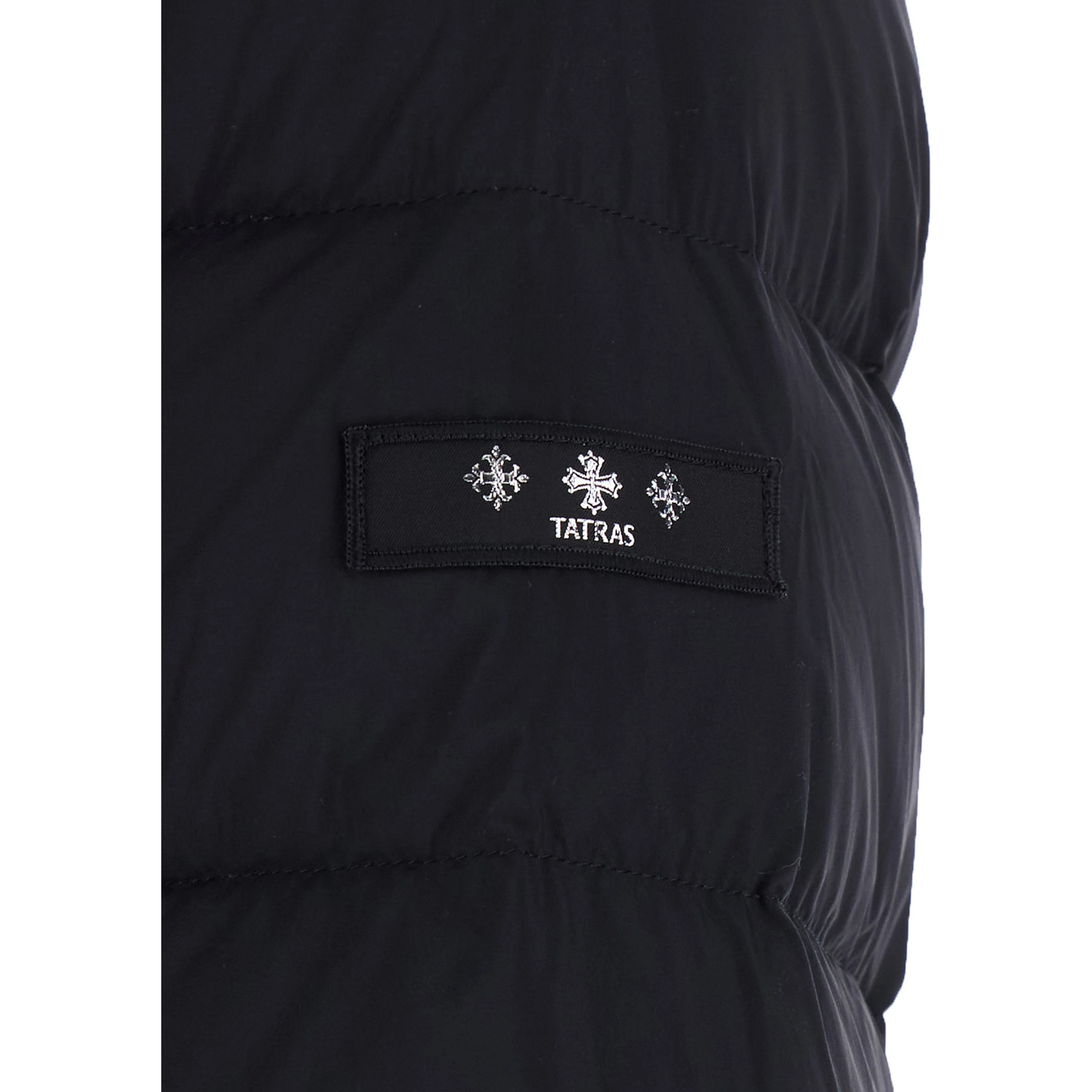 Borbore Black Down jacket with removable hood and logo patch on the sleeve in Tech Fabric for men