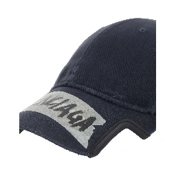 Black Baseball Cap with Maxi Logo Lettering on the Front in Cotton Man