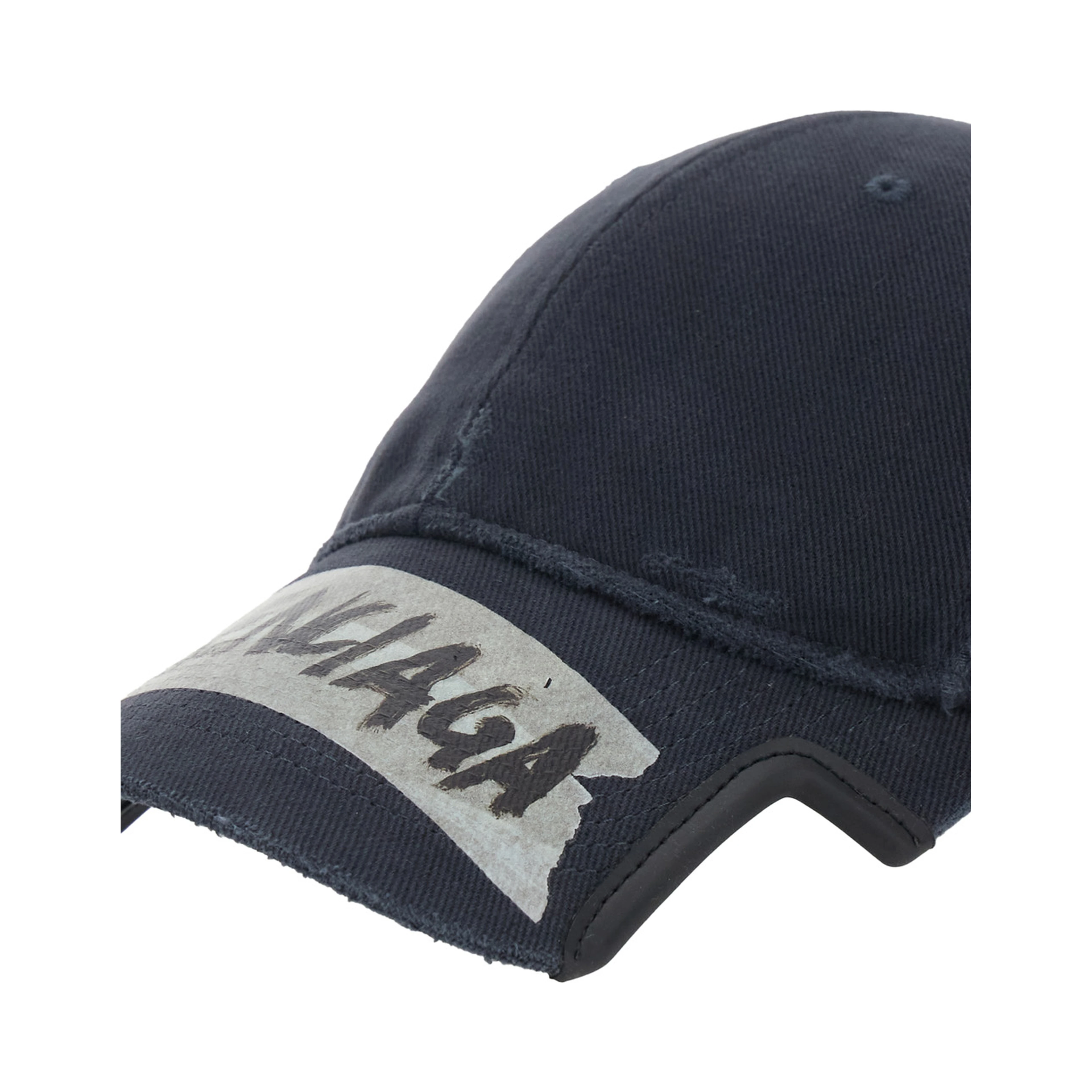 Black Baseball Cap with Maxi Logo Lettering on the Front in Cotton Man