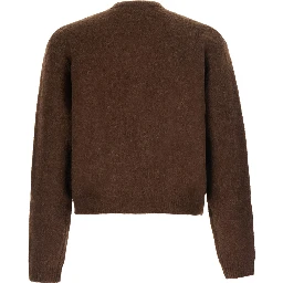 BRUSHED ARGYLE CARDIGAN with V-neck and long sleeves in Acrylic Nylon Alpaca and Wool in Brown unisex