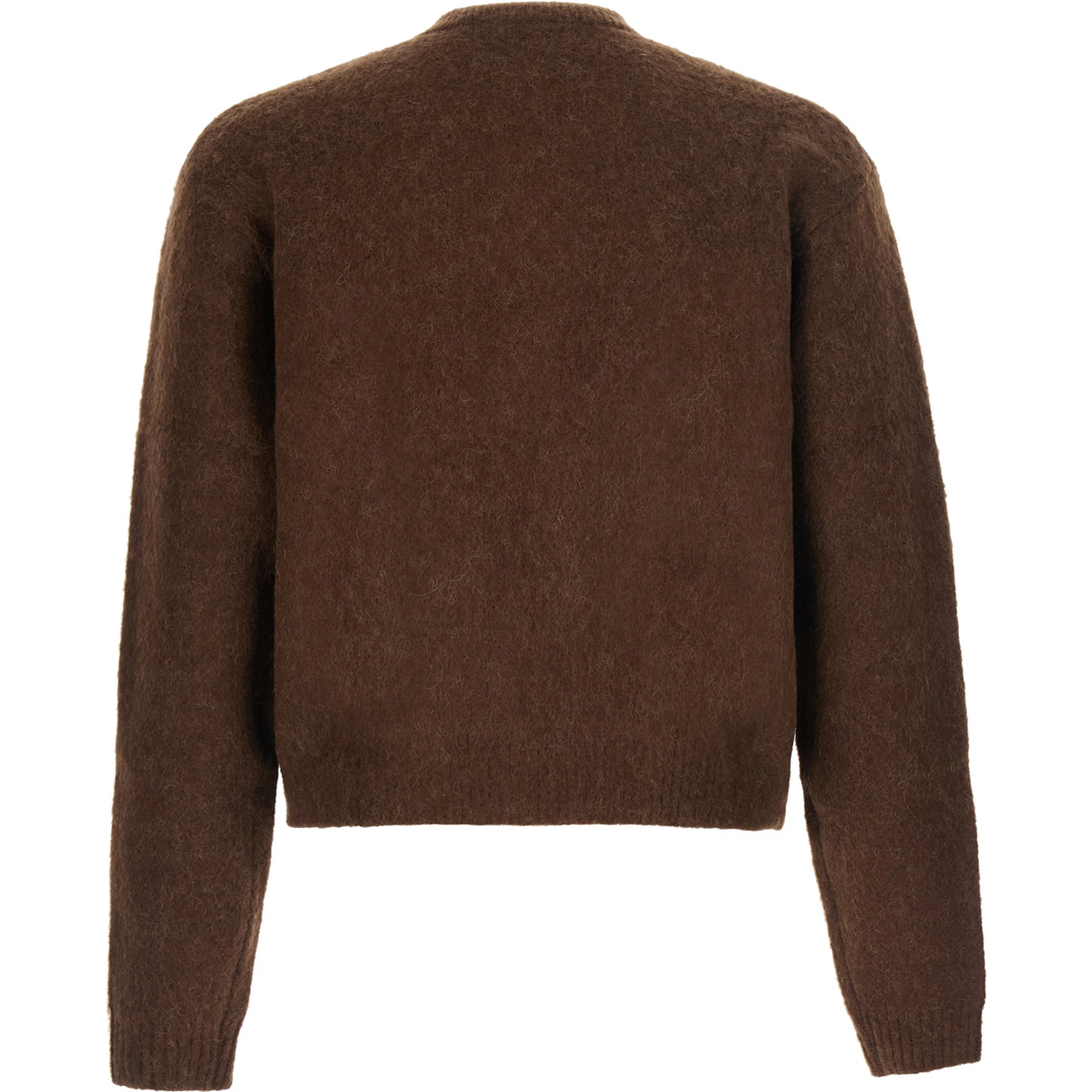 BRUSHED ARGYLE CARDIGAN with V-neck and long sleeves in Acrylic Nylon Alpaca and Wool in Brown unisex