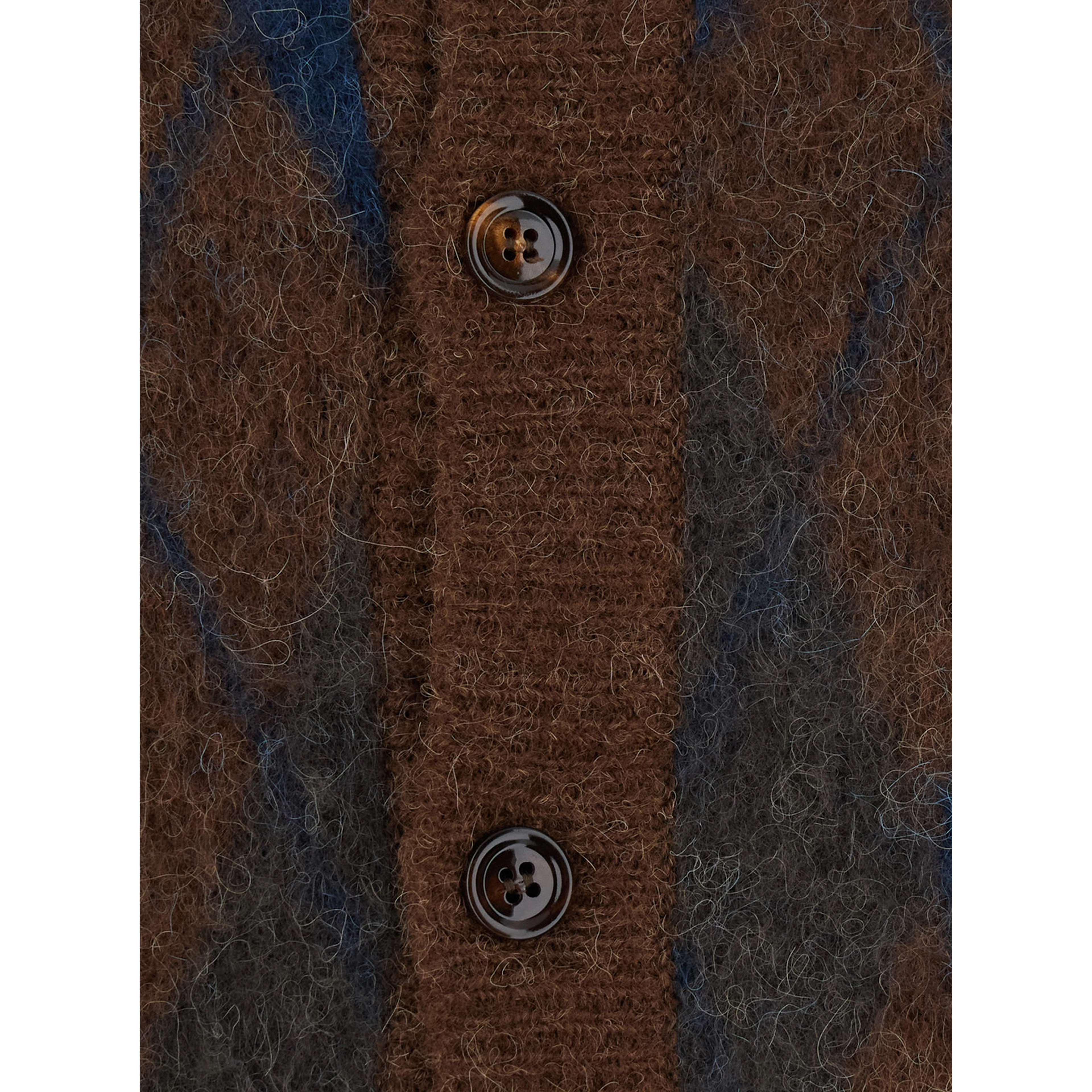 BRUSHED ARGYLE CARDIGAN with V-neck and long sleeves in Acrylic Nylon Alpaca and Wool in Brown unisex