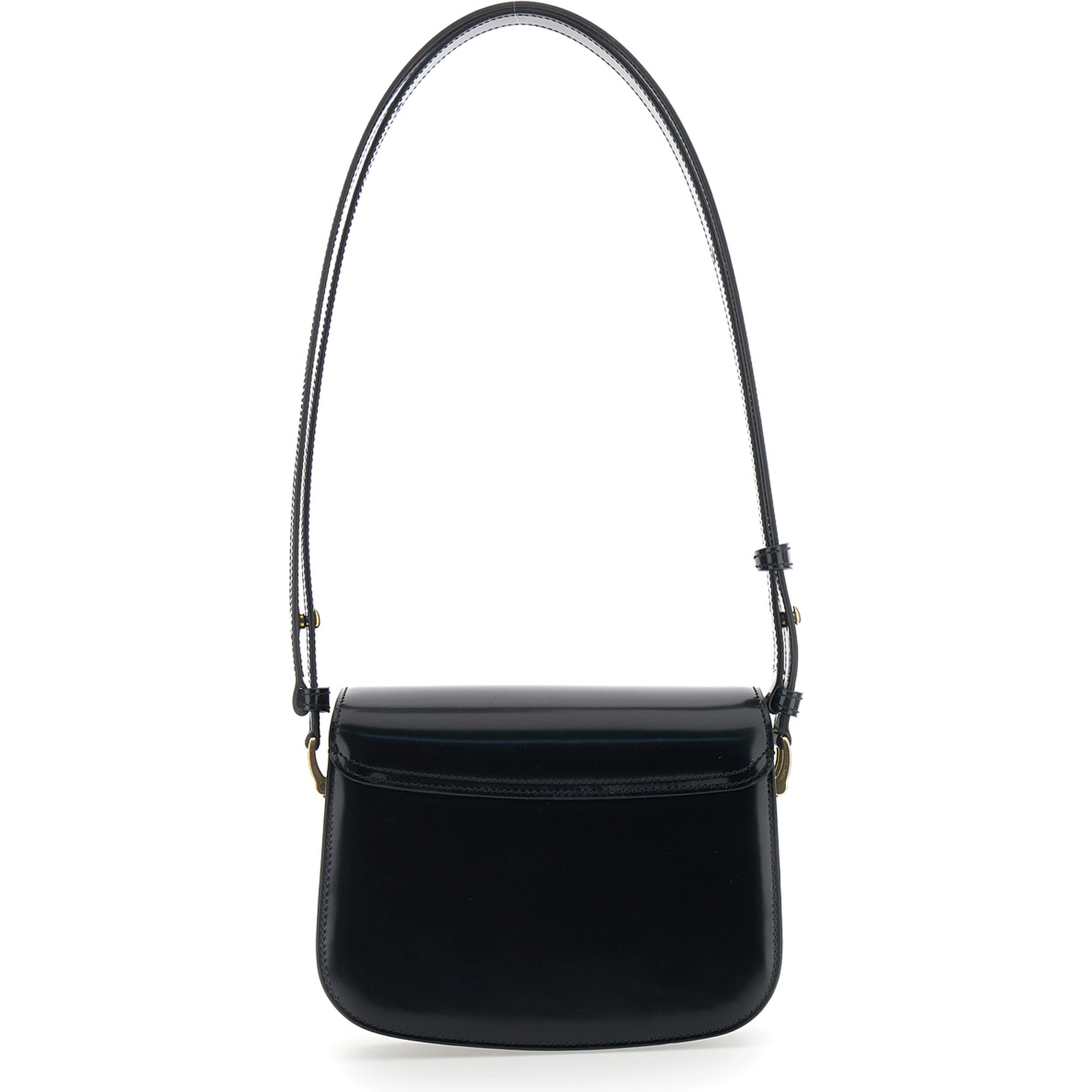 Paris Paris Black Shoulder Bag with Adjustable Strap and ADC Plate on Front in Leather for Women