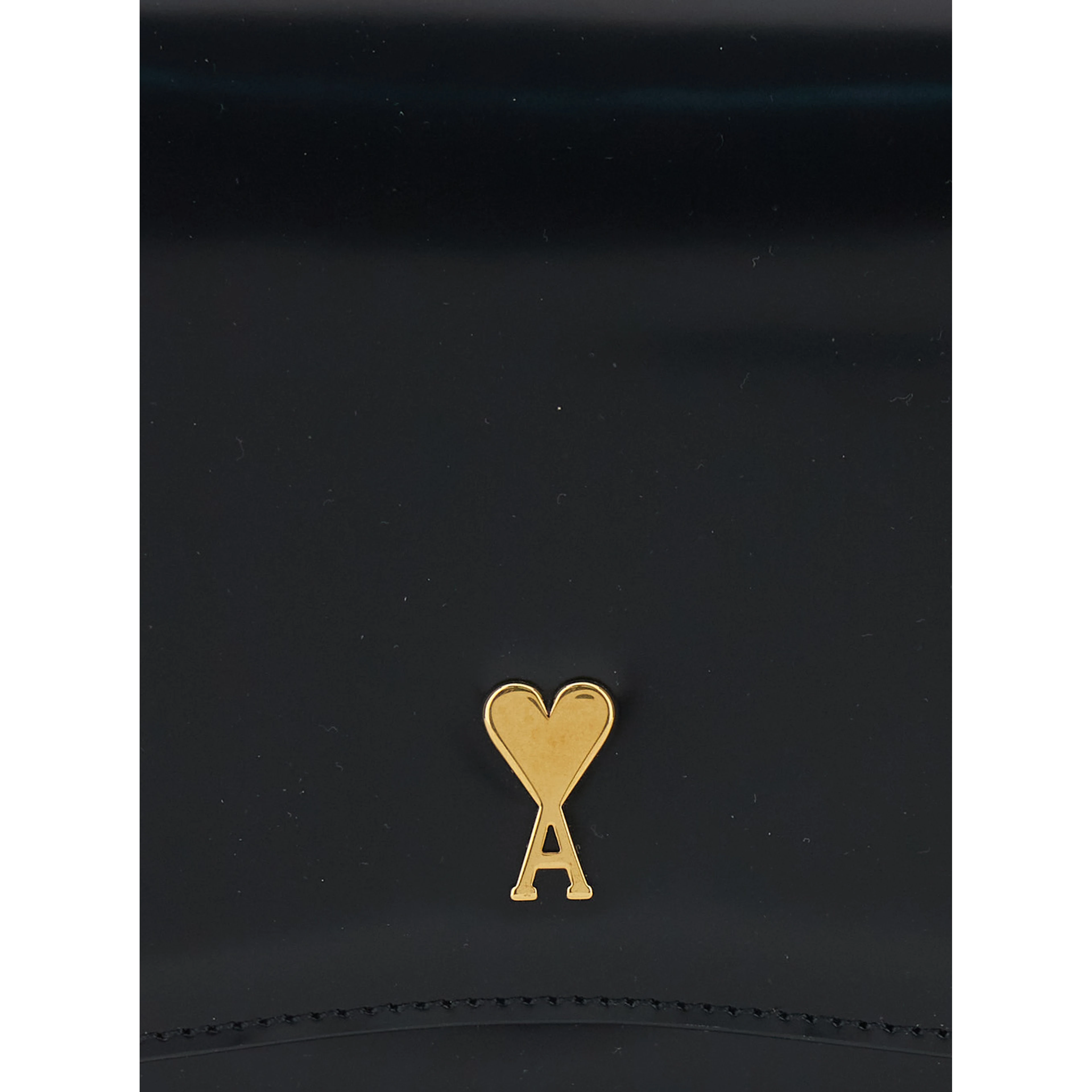 Paris Paris Black Shoulder Bag with Adjustable Strap and ADC Plate on Front in Leather for Women