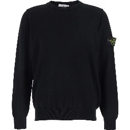 Black T-Shirt with Long Sleeves and Logo Patch on the Sleeve In cotton for Men