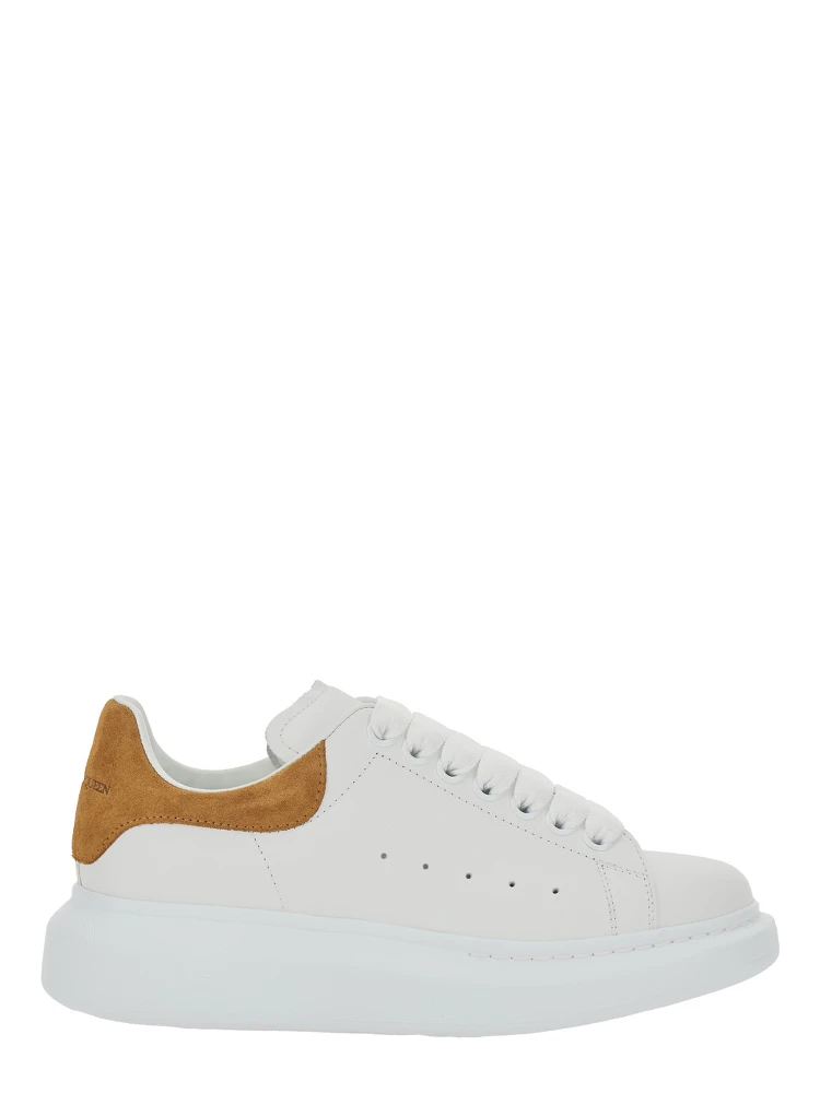 White Low Top Sneaker Alexander McQueen with Logo Lettering on the Heel in Leather for Women