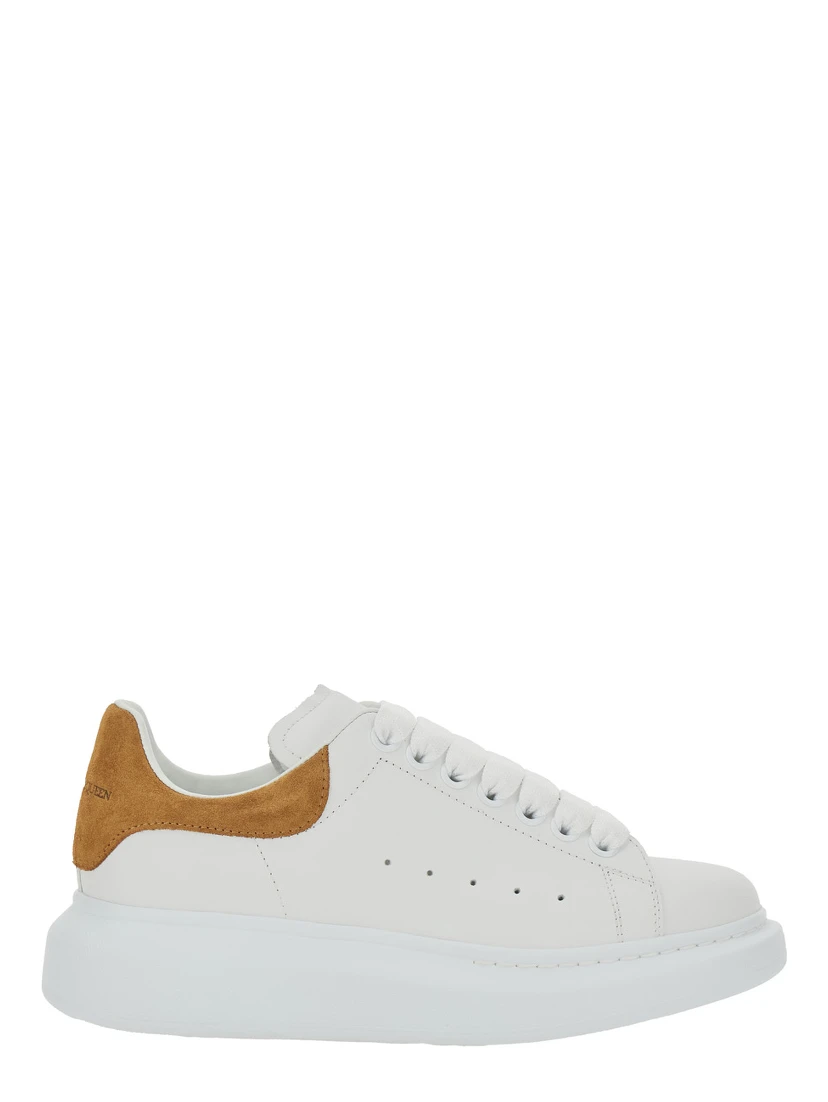 White Low Top Sneaker Alexander McQueen with Logo Lettering on the Heel in Leather for Women