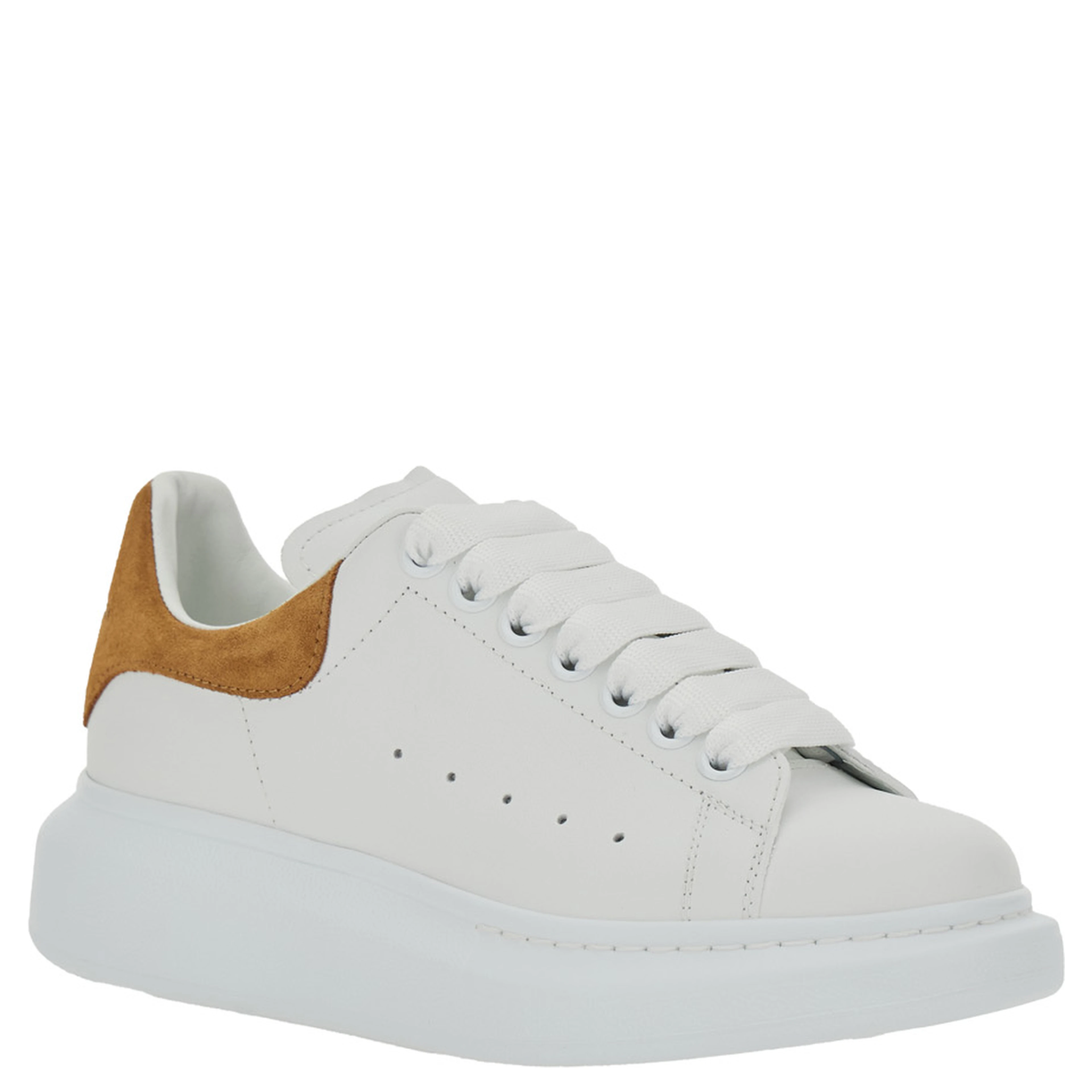 White Low Top Sneaker Alexander McQueen with Logo Lettering on the Heel in Leather for Women