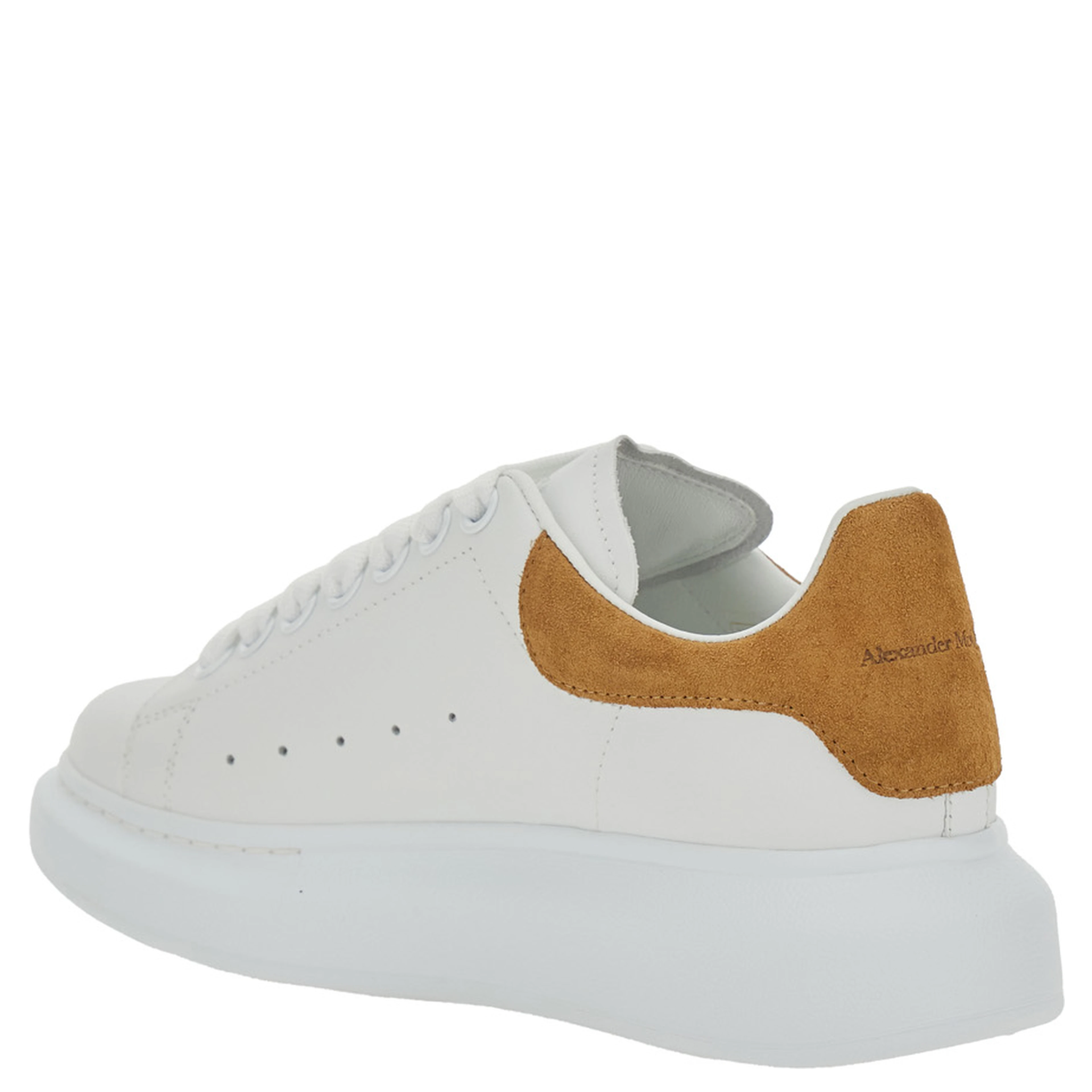 White Low Top Sneaker Alexander McQueen with Logo Lettering on the Heel in Leather for Women