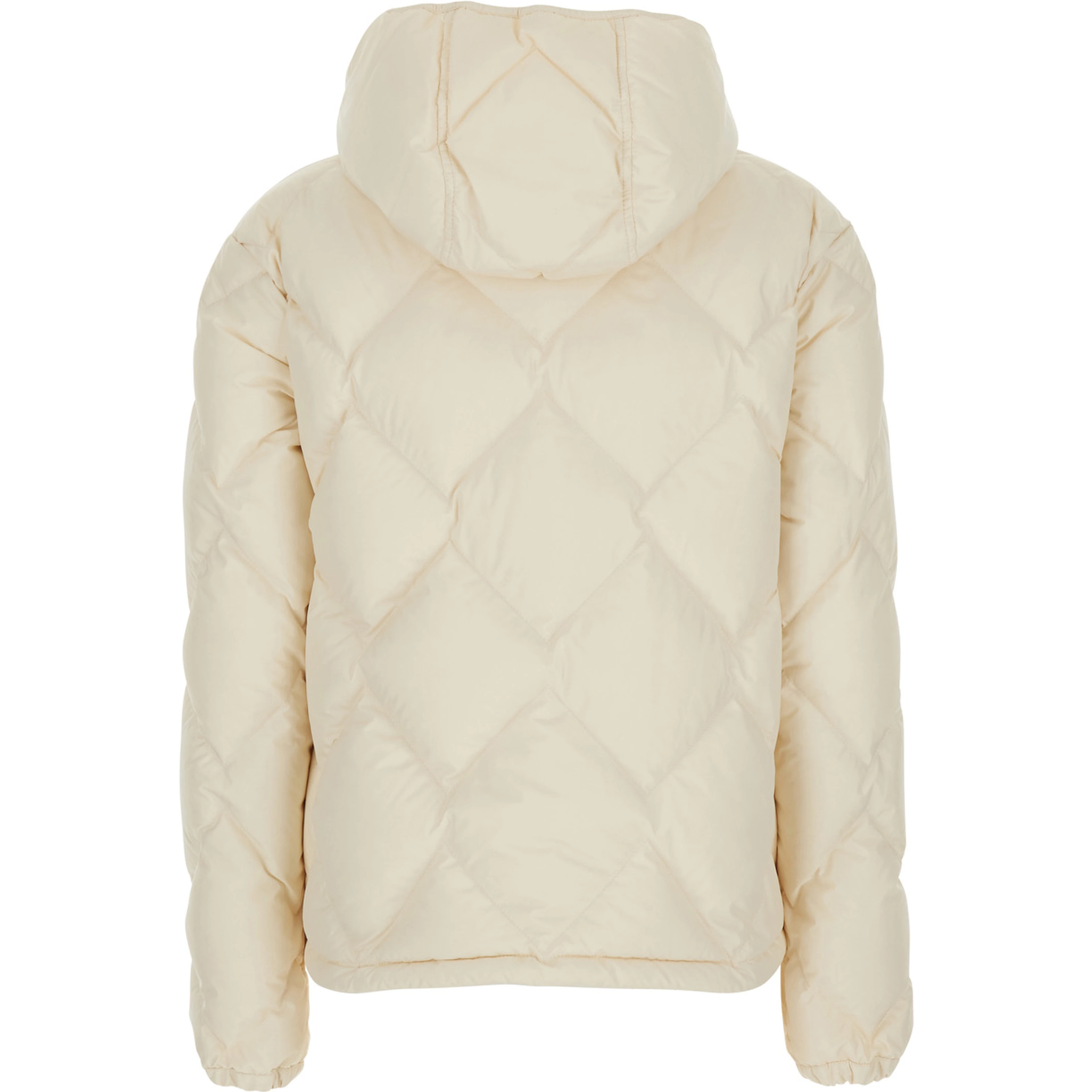 Arvouinne White Down jacket with hood and logo patch on the sleeve in Tech Fabric for women