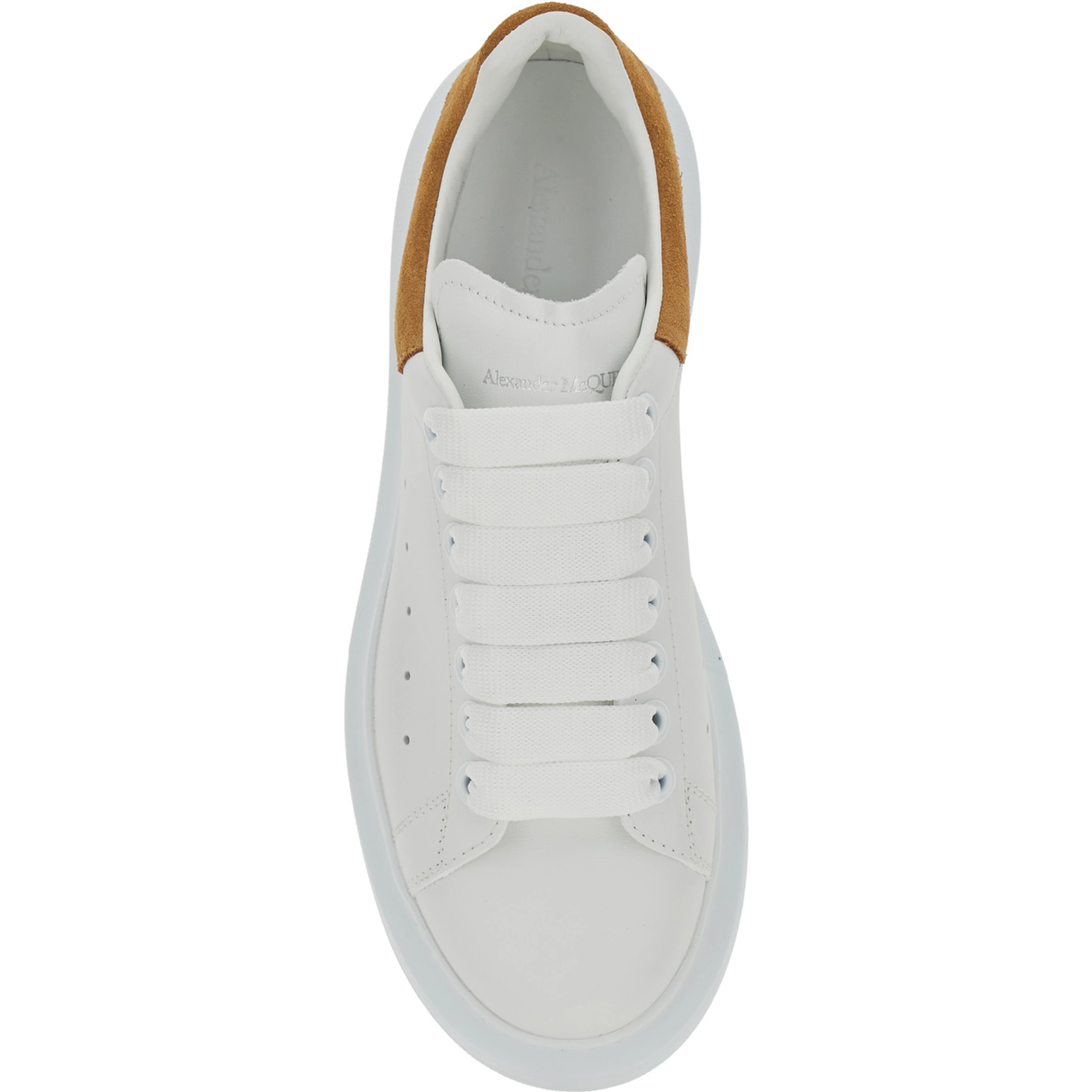 White Low Top Sneaker Alexander McQueen with Logo Lettering on the Heel in Leather for Women