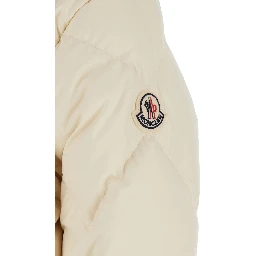 Arvouinne White Down jacket with hood and logo patch on the sleeve in Tech Fabric for women
