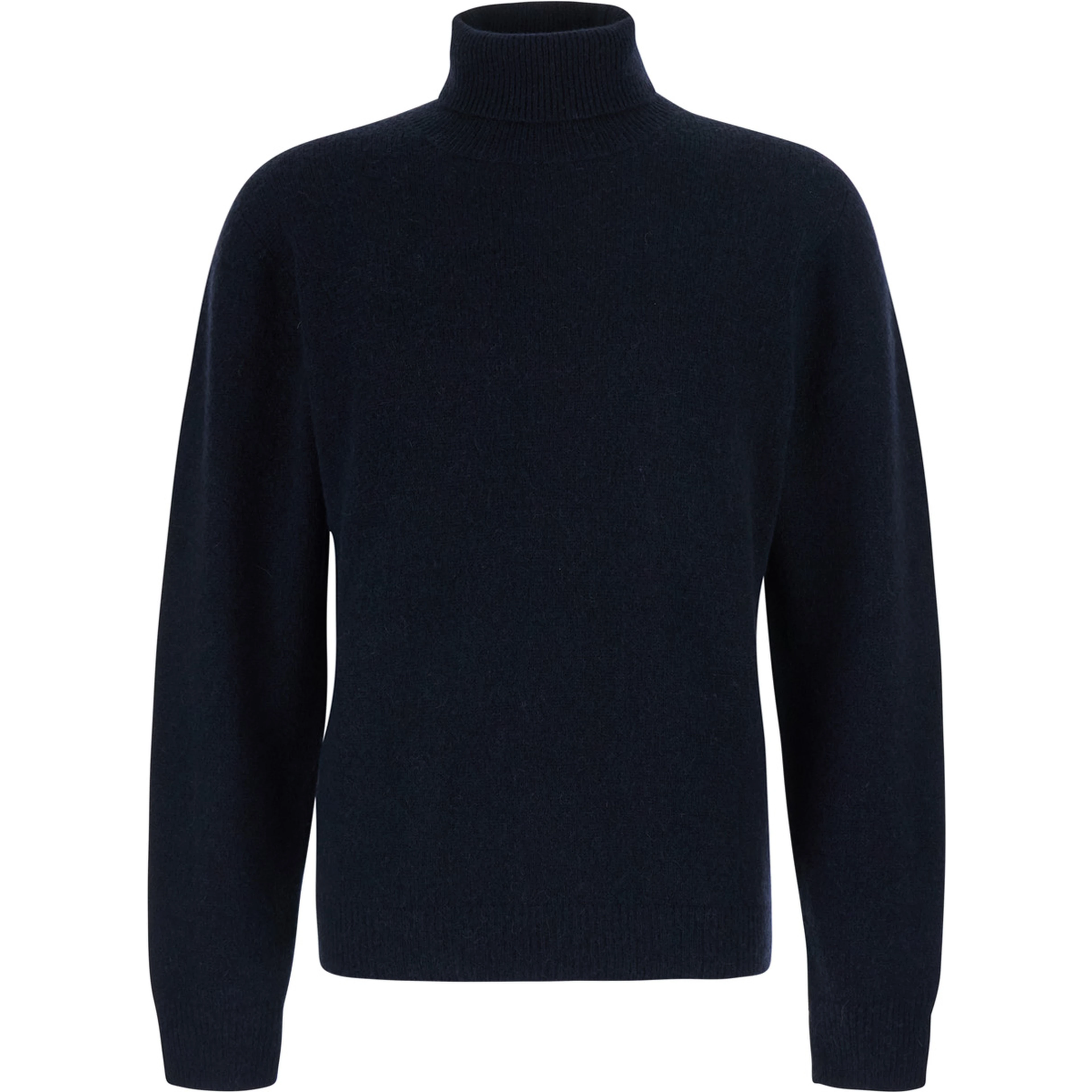 Blue Sweater with High Collar and Long Sleeves in Wool for Men