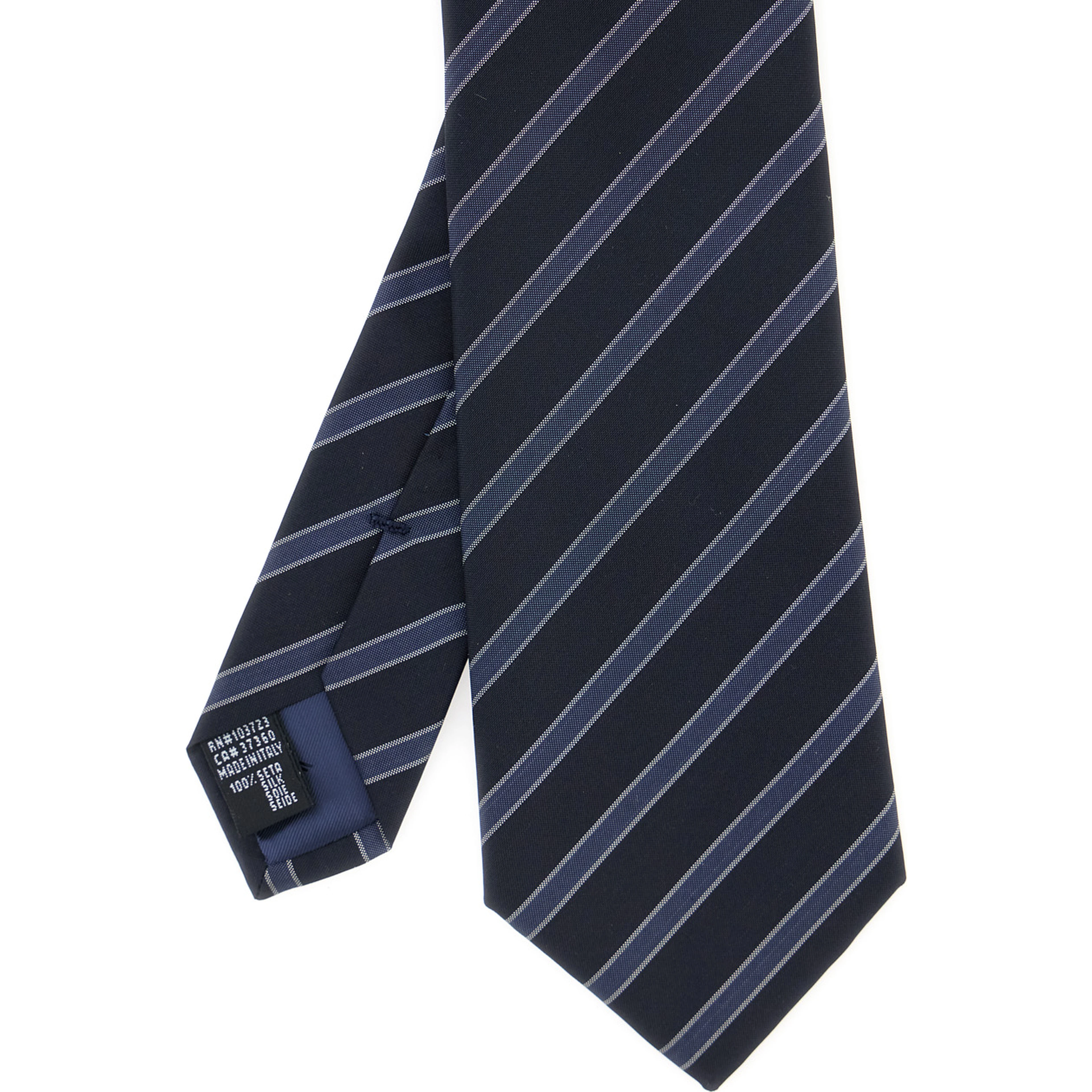 blue Tie with striped motif in silk Man