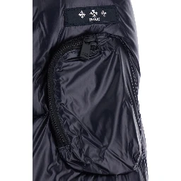 Belbo Blue Down jacket with removable hood and logo patch on the sleeve in tech fabric for men