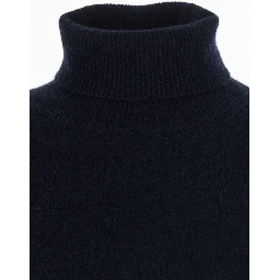 Blue Sweater with High Collar and Long Sleeves in Wool for Men