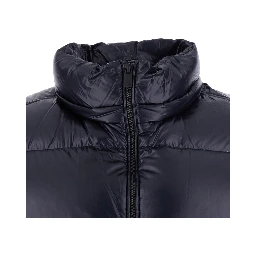 Belbo Blue Down jacket with removable hood and logo patch on the sleeve in tech fabric for men