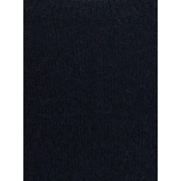 Black Crew Neck Sweater with Ribbed Details in Blend Wool for Men