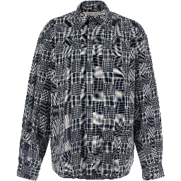 UNISEX PLAID LONG SLEEVED SHIRT WOVEN with long sleeves, in cotton, gray color, unisex