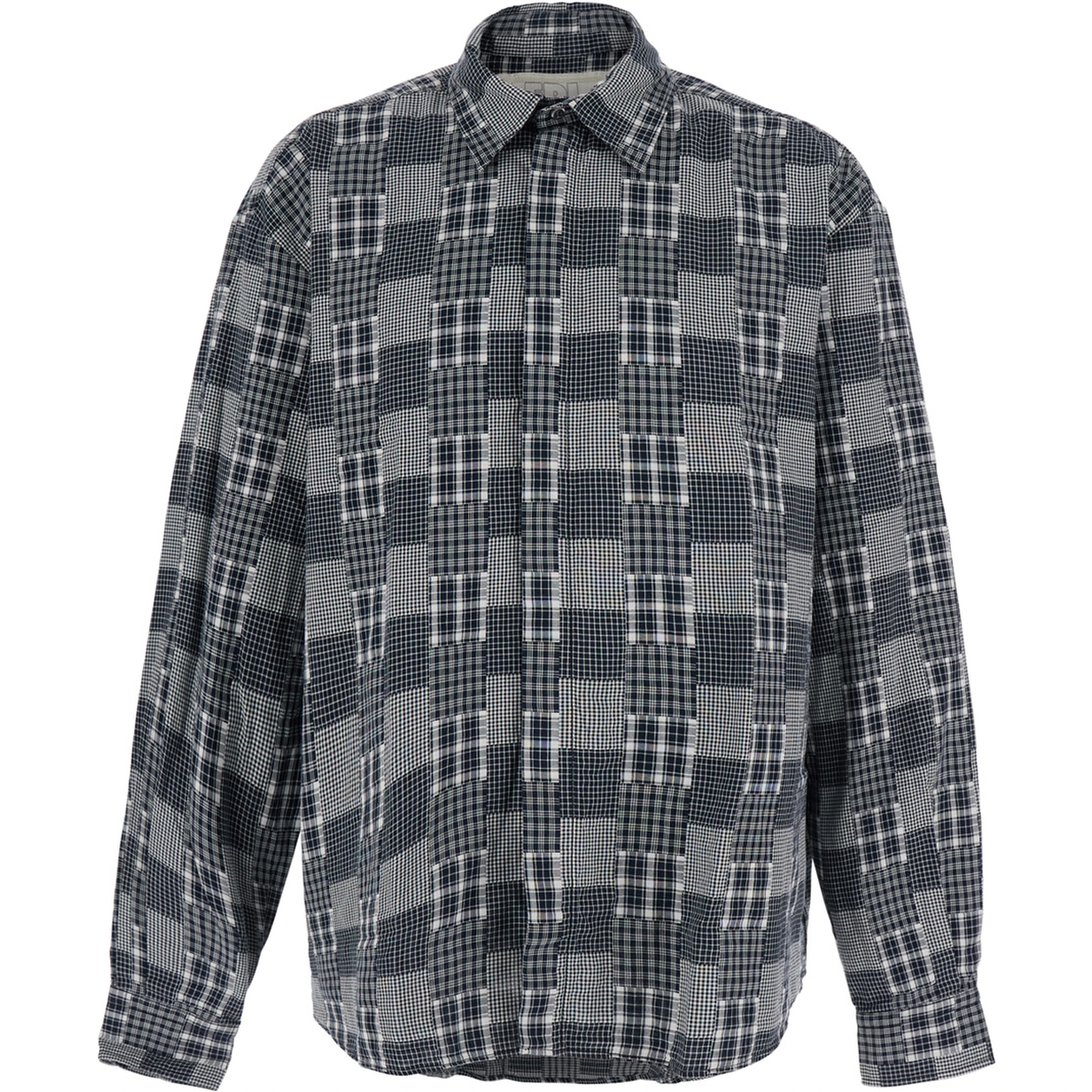 UNISEX PLAID LONG SLEEVED SHIRT WOVEN with long sleeves, in cotton, gray color, unisex