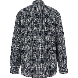 UNISEX PLAID LONG SLEEVED SHIRT WOVEN with long sleeves, in cotton, gray color, unisex