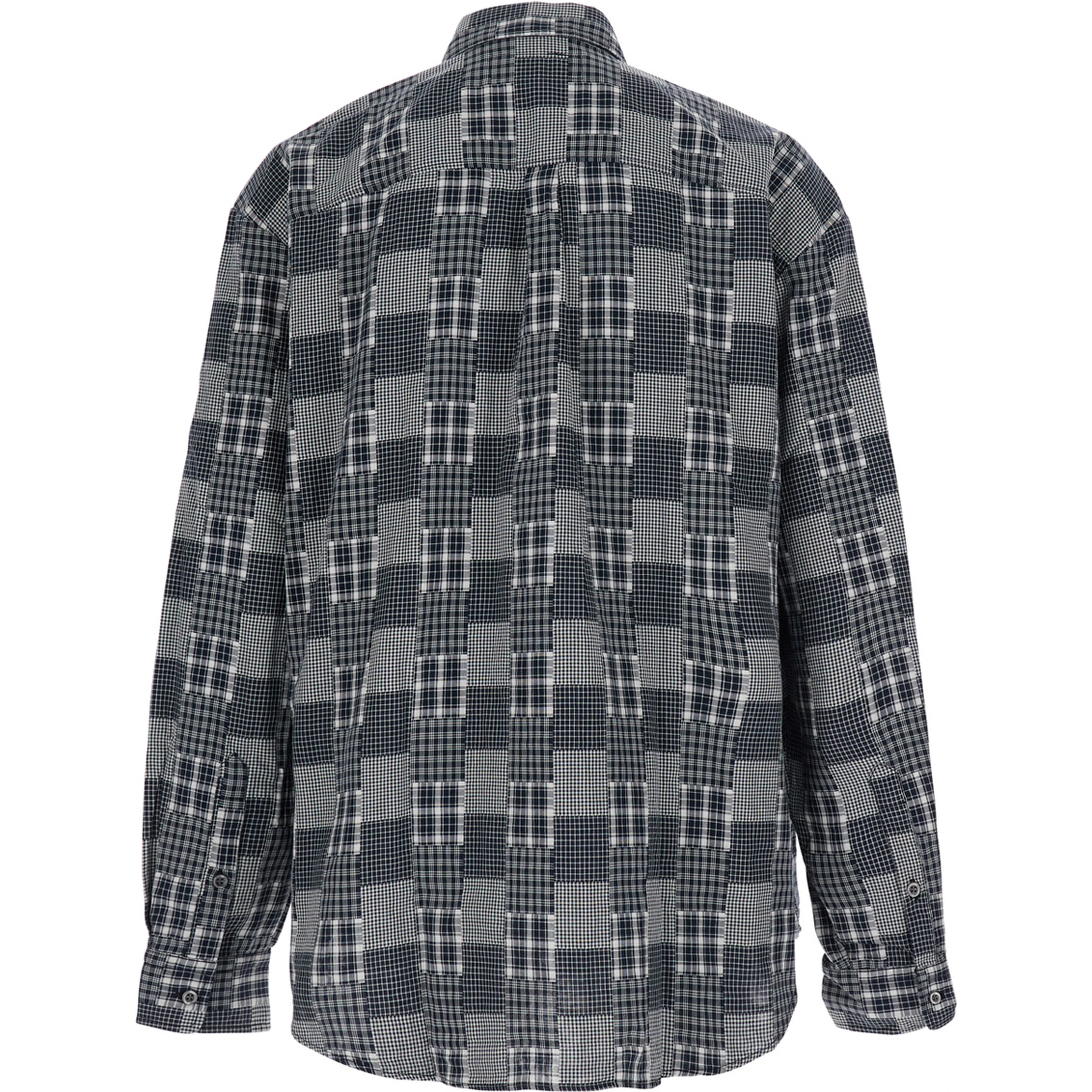UNISEX PLAID LONG SLEEVED SHIRT WOVEN with long sleeves, in cotton, gray color, unisex