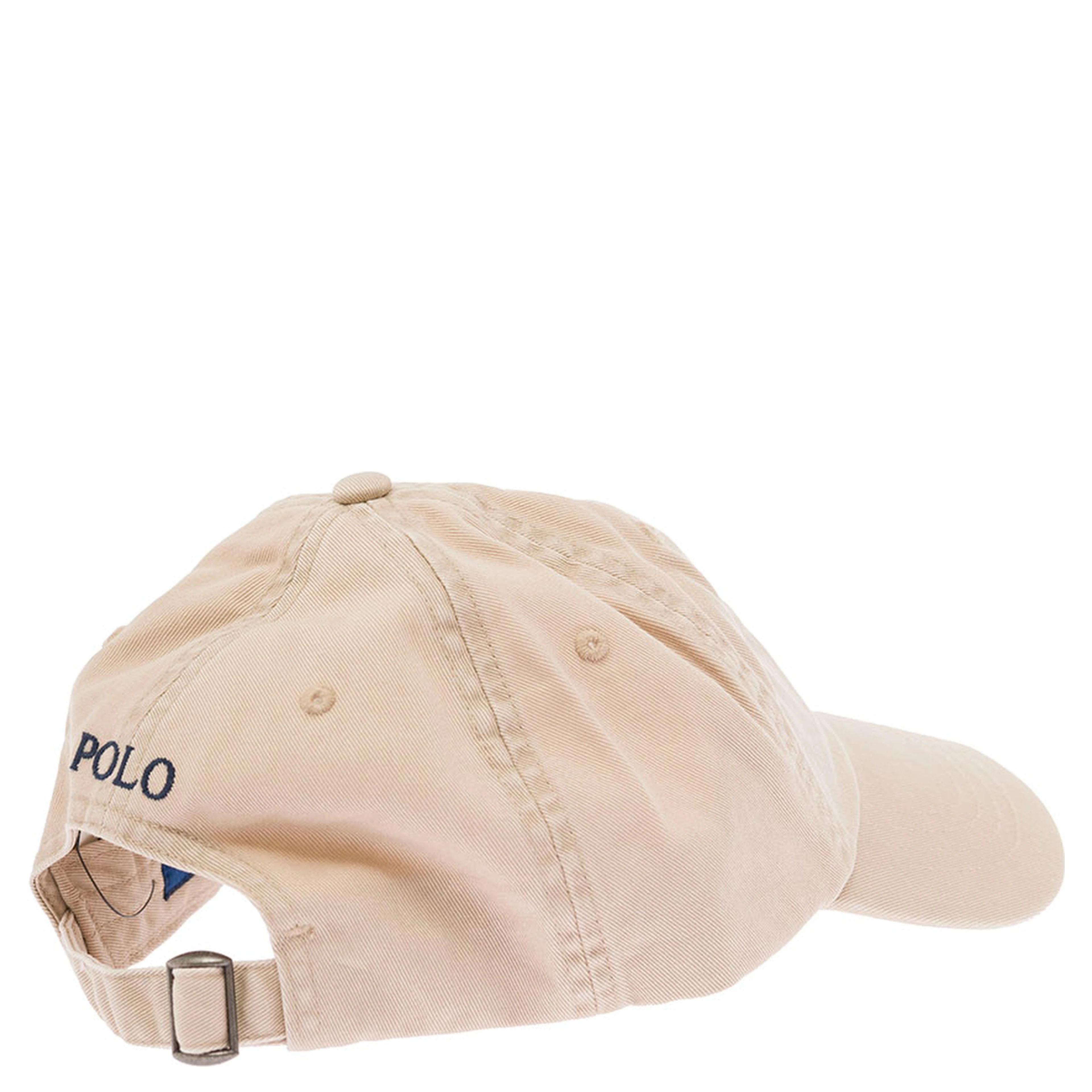 Beige Cotton Sport Cap with Polo Ralph Lauren Logo for Men