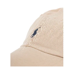 Beige Cotton Sport Cap with Polo Ralph Lauren Logo for Men