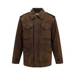 Brown Polyester Full-Length Jacket