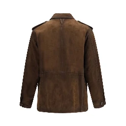 Brown Polyester Full-Length Jacket