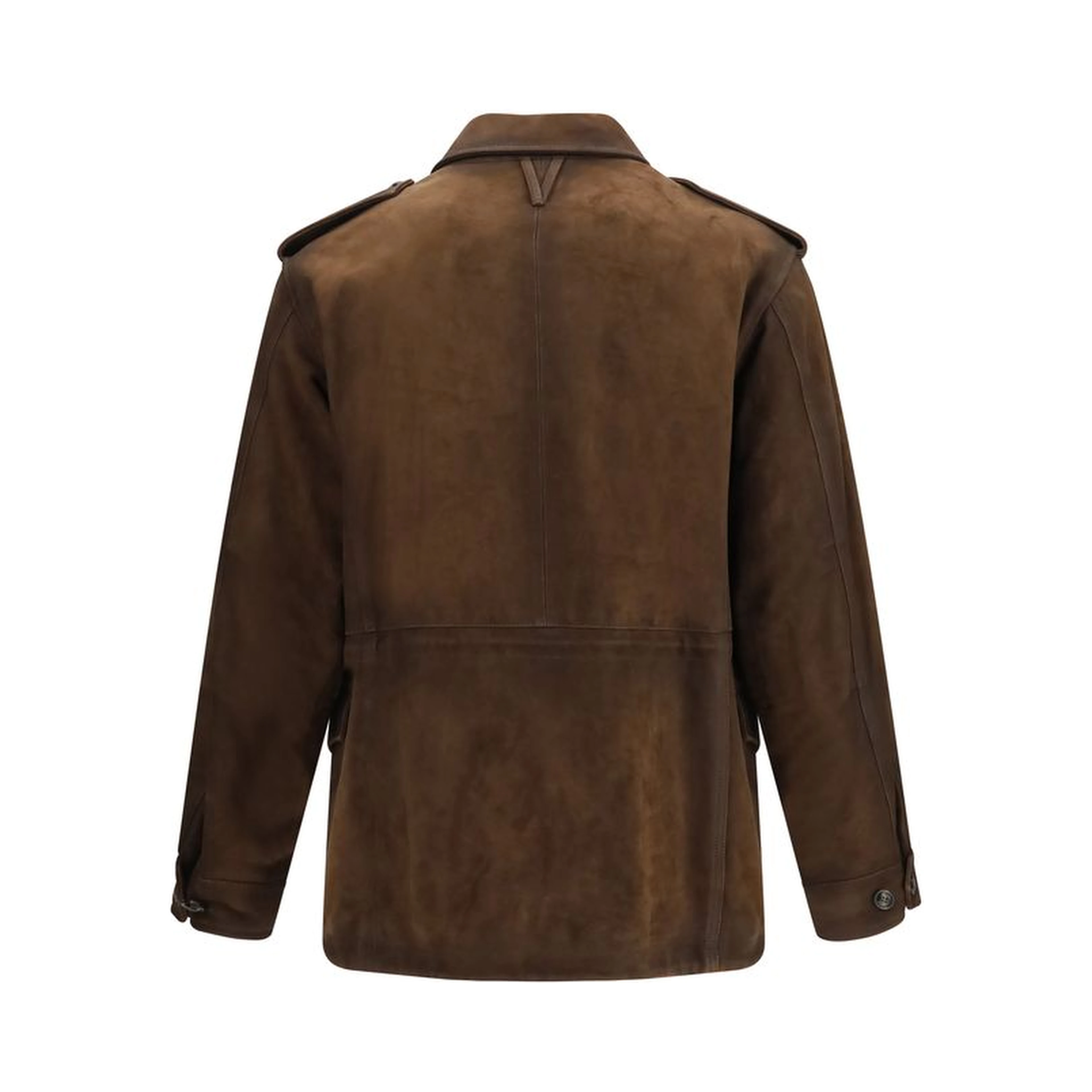 Brown Polyester Full-Length Jacket