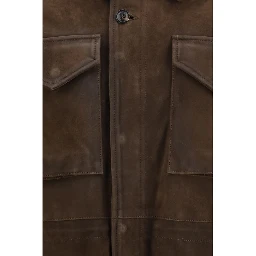 Brown Polyester Full-Length Jacket