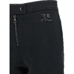 Black Polyester Casual Pants