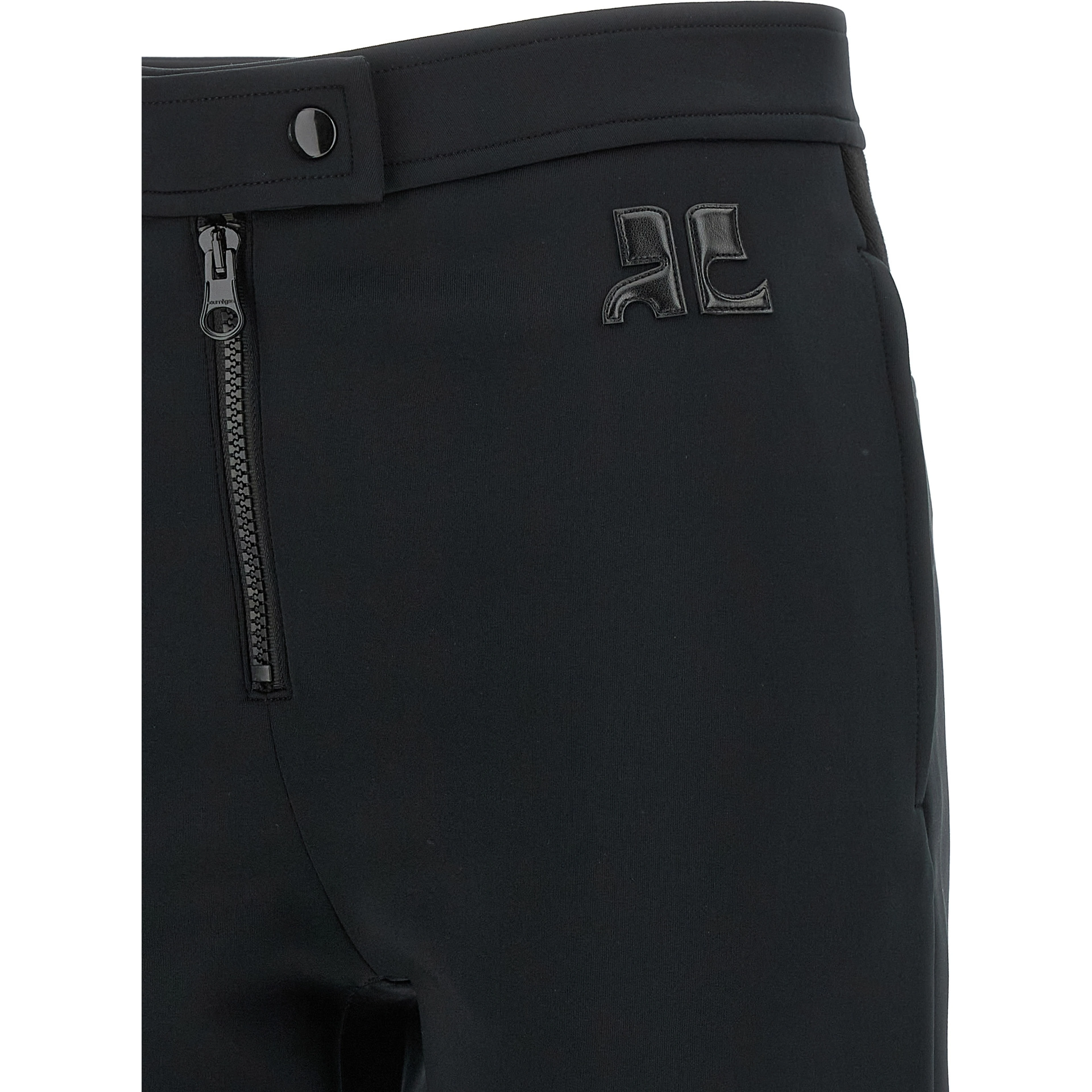 Black Polyester Casual Pants