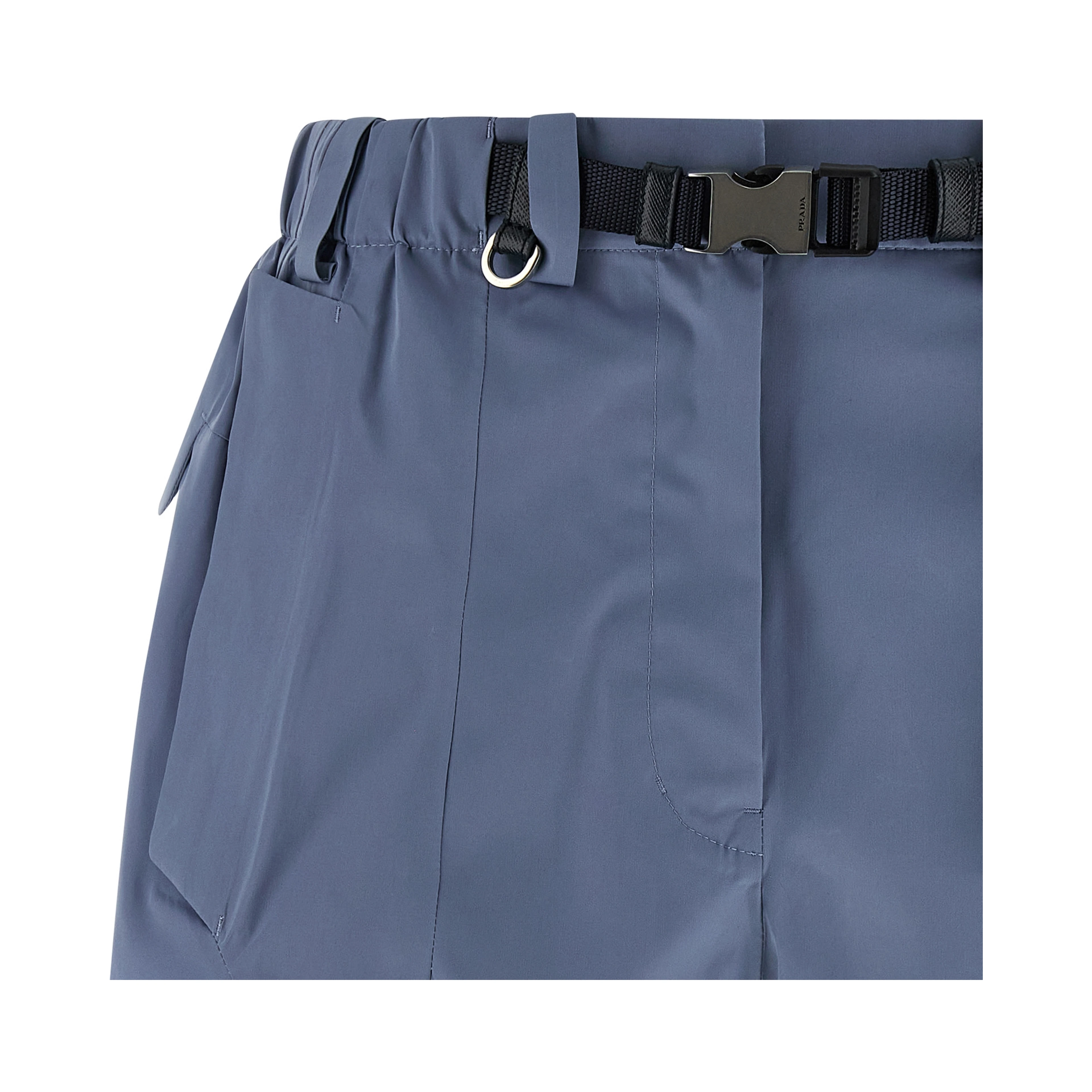 Blue Polyester Bermuda Shorts