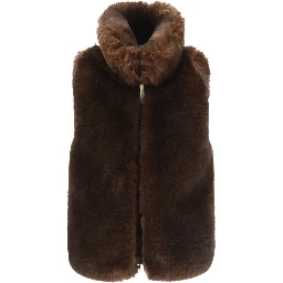 Brown Polyester Sleeveless Jacket
