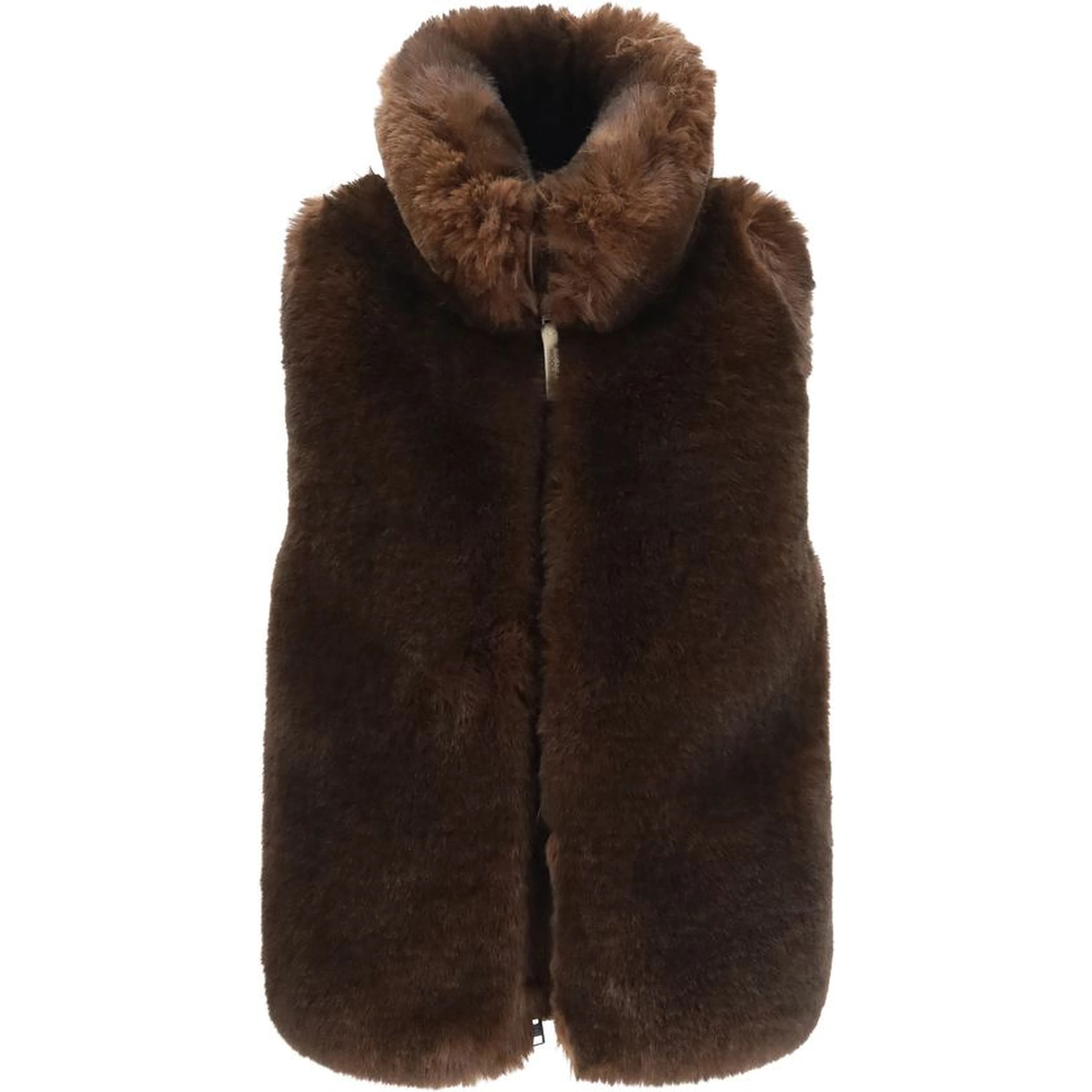 Brown Polyester Sleeveless Jacket