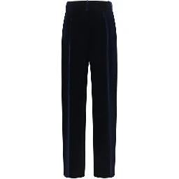 Blue Viscose Casual Pants