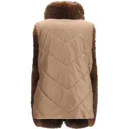 Brown Polyester Sleeveless Jacket
