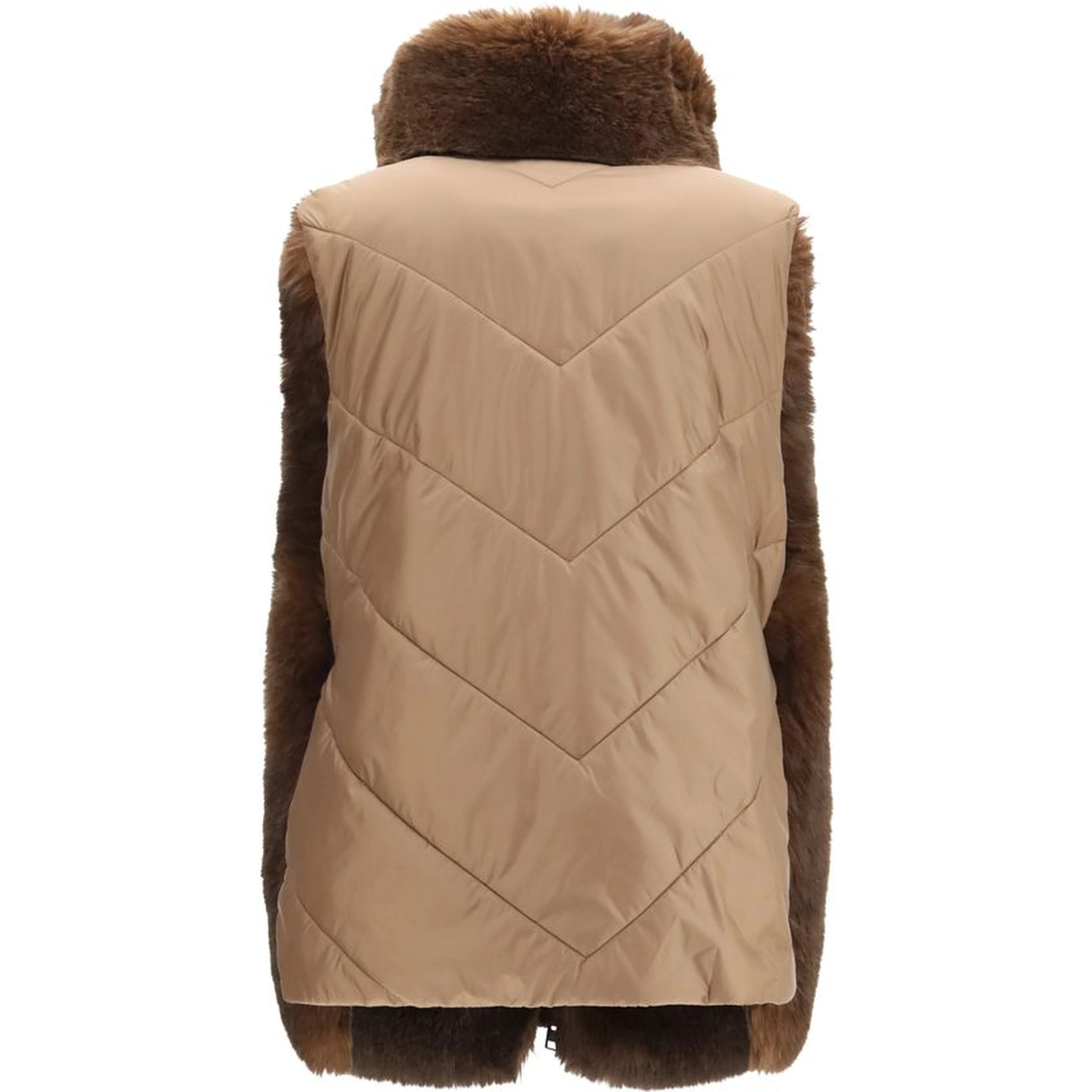 Brown Polyester Sleeveless Jacket
