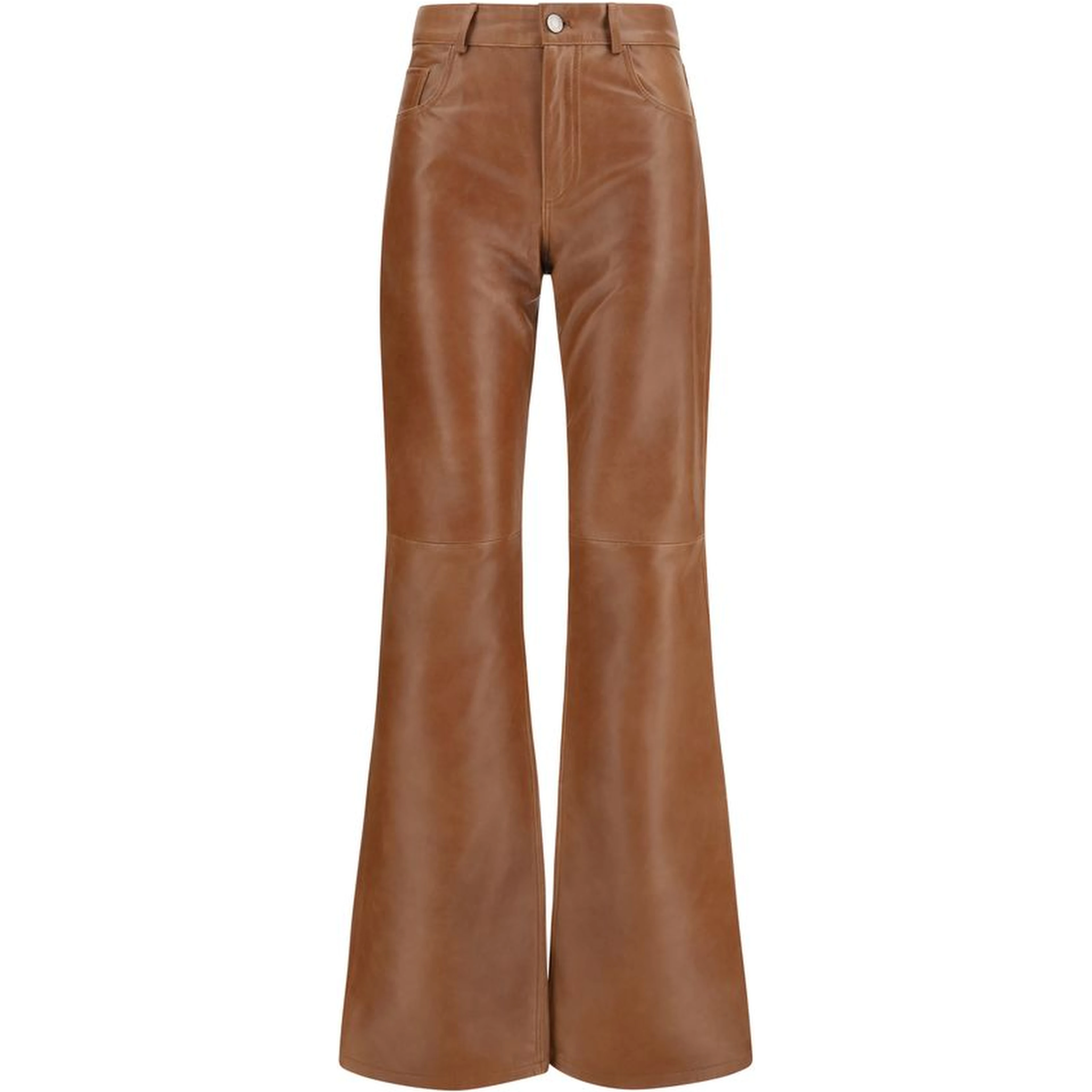Brown Lambskin Flared Pants