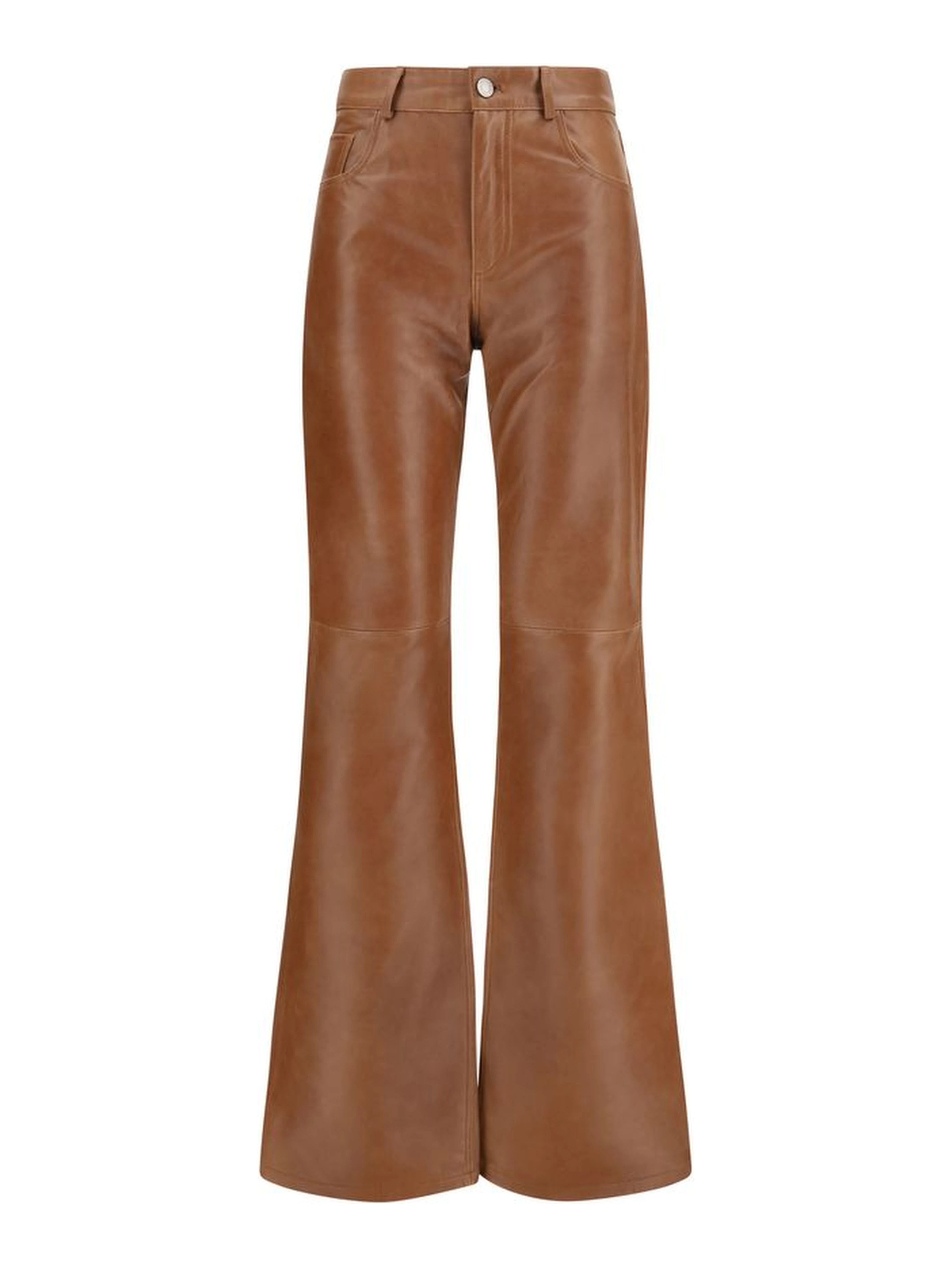 Brown Lambskin Flared Pants