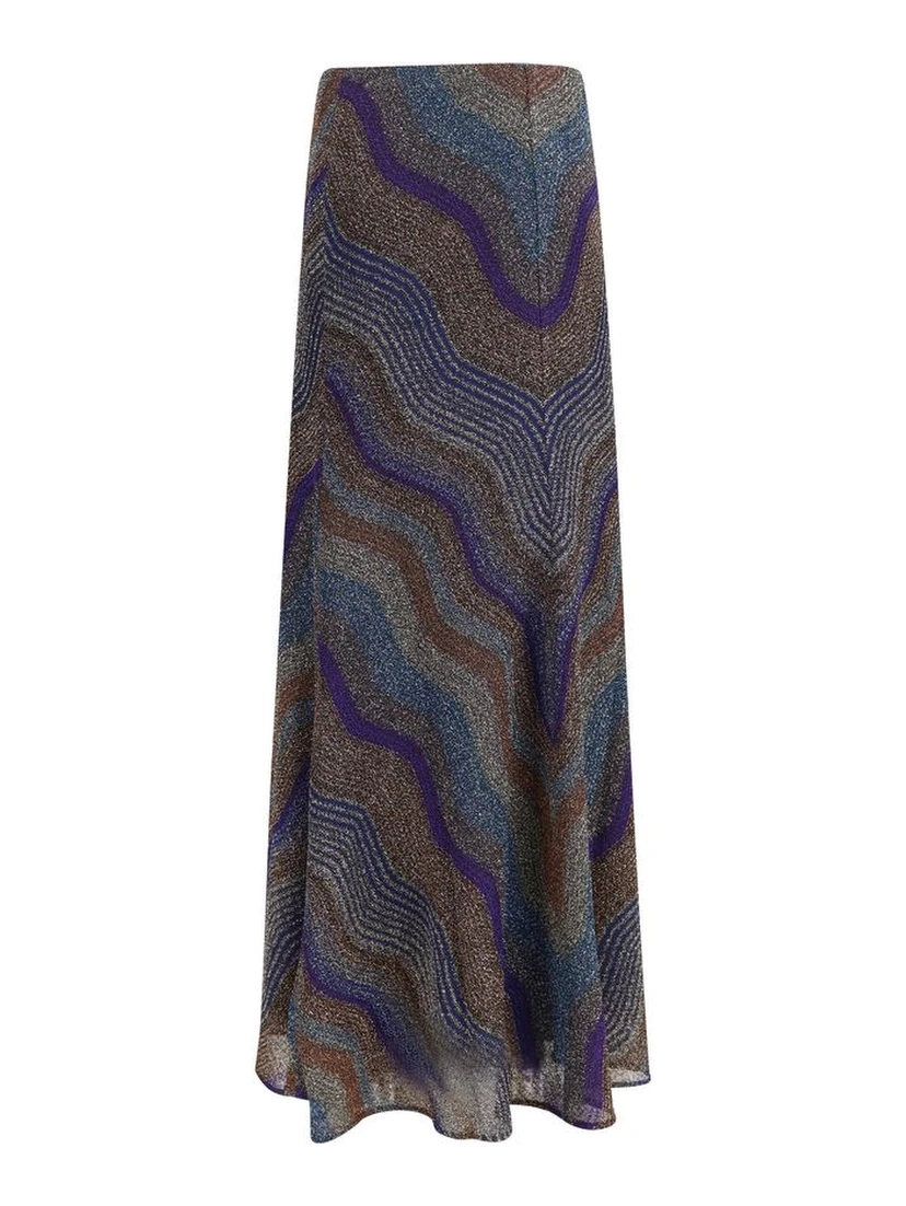 Multicolor Viscose Long Skirt