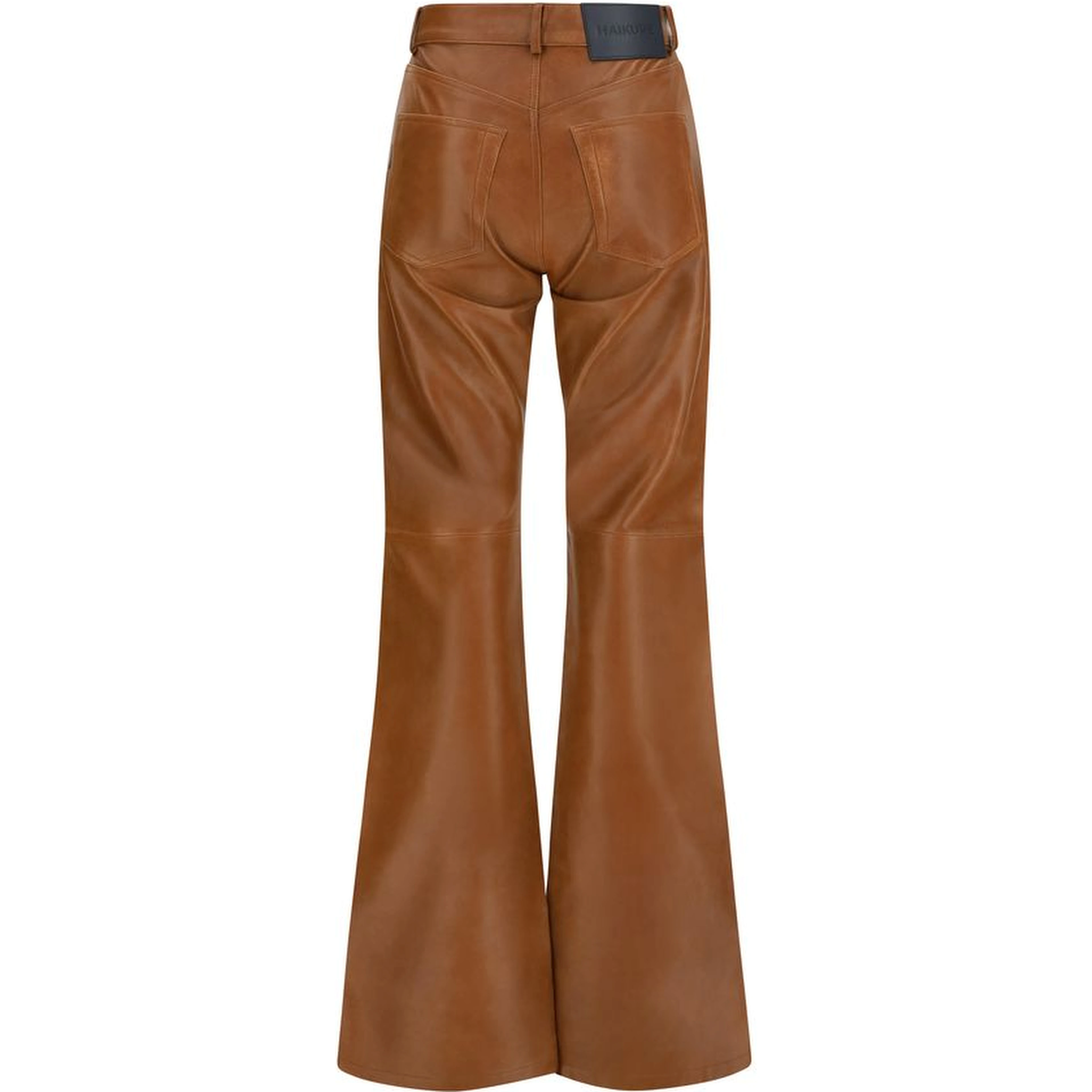 Brown Lambskin Flared Pants