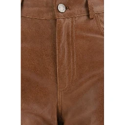 Brown Lambskin Flared Pants