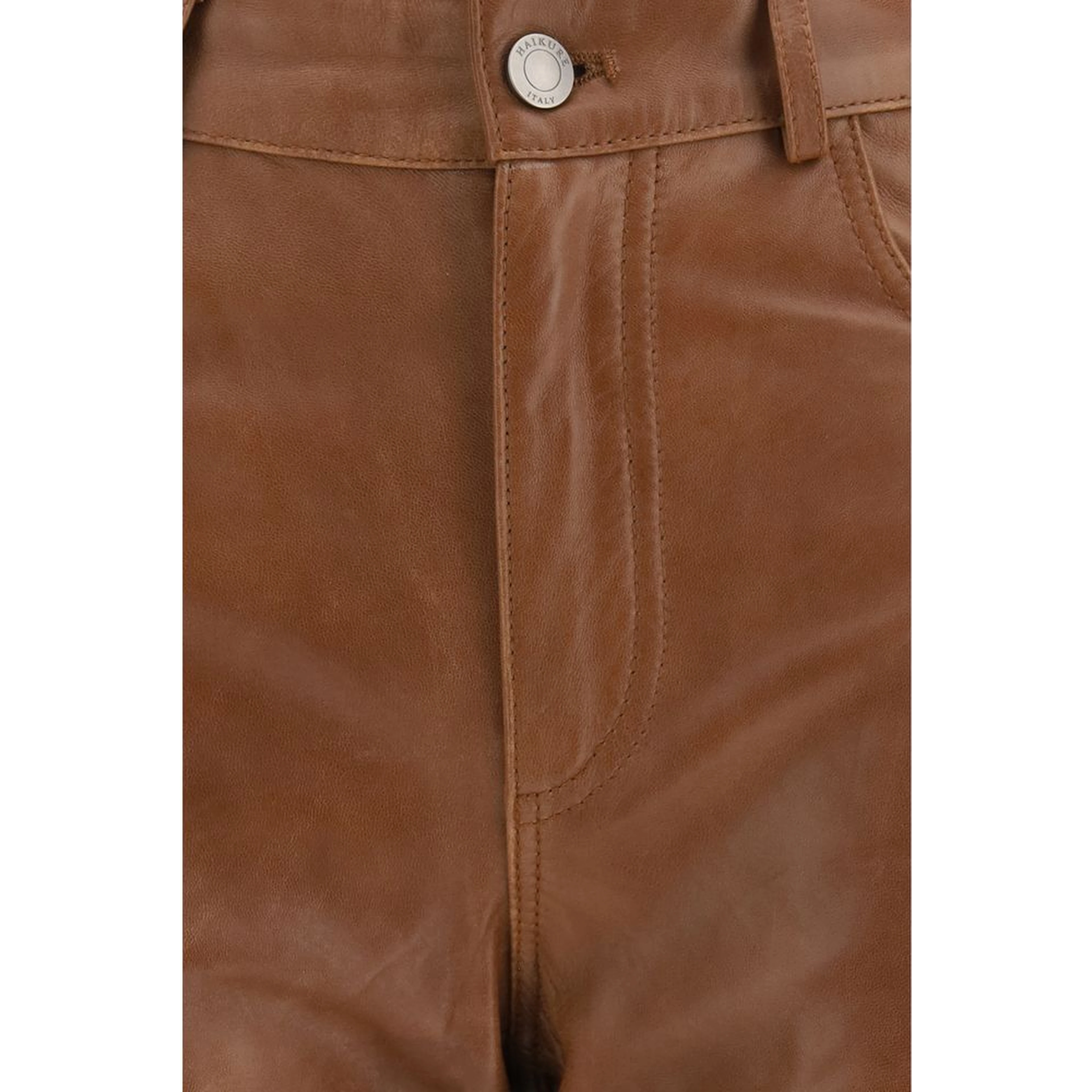 Brown Lambskin Flared Pants