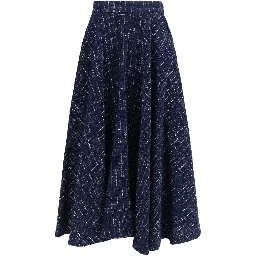Blue Polyester Long Skirt