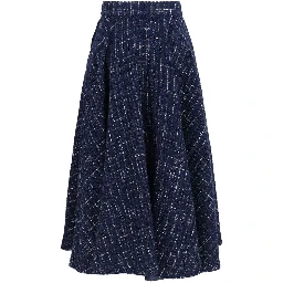 Blue Polyester Long Skirt