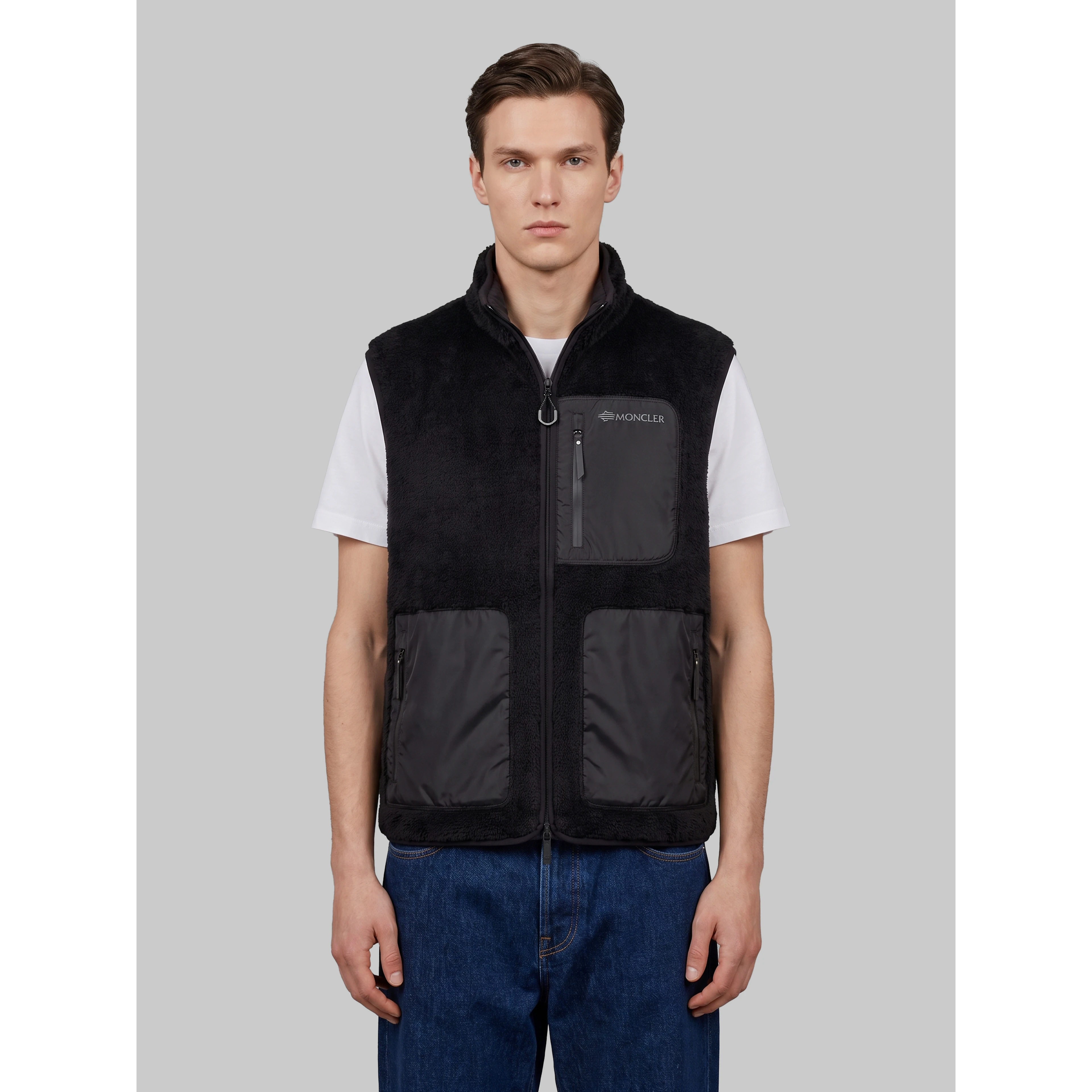 Reversible teddy-effect fleece vest